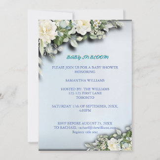 Convites Baby in Bloom Floral Baby Shower Invitation