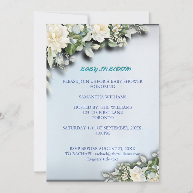 Convites Baby in Bloom Floral Baby Shower Invitation (Frente)