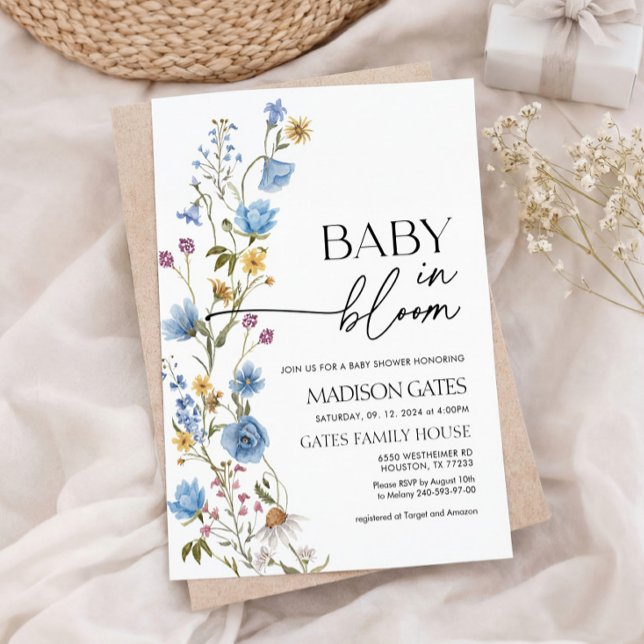 Convites Baby in Bloom Floral Baby Shower Invitation (Criador carregado)