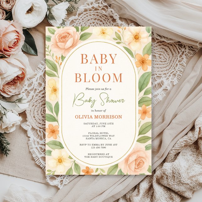 Convites Baby in Bloom Floral Botanical Baby Shower (Criador carregado)