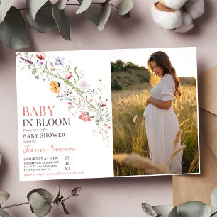 Convites Baby In Bloom Floral Primavera Chá de fraldas Foto