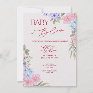 Convites Baby in Bloom Floral Watercolor Baby Shower Invita