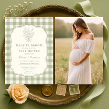 Baby in Bloom Gingham Photo Baby Shower