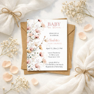 Convites baby in bloom girl baby shower invitation