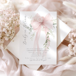 Convites Baby in Bloom Greenery Bow Elegant Baby shower