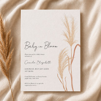 Convites Baby in Bloom Pampas Grass Baby Shower
