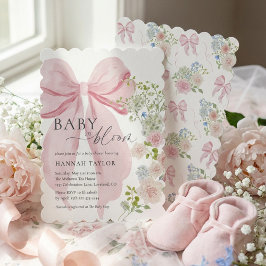 Convites Baby in Bloom Pink Bow Baby Shower