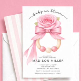 Convites Baby in Bloom Rose Baby Shower Invitation