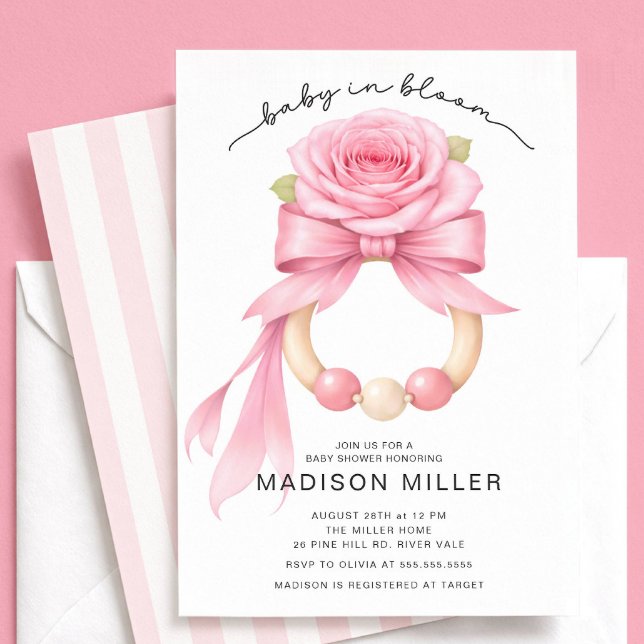 Convites Baby in Bloom Rose Baby Shower Invitation (Criador carregado)