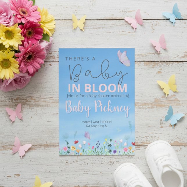 Convites Baby in bloom. Spring Baby shower invnitation (Criador carregado)
