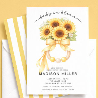 Convites Baby in Bloom Sunflower Baby Shower Invite