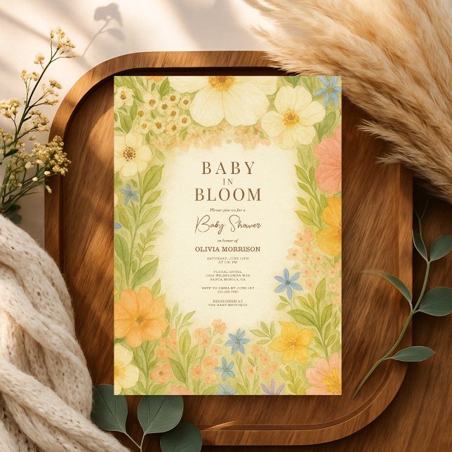 Convites Baby in Bloom Wildflower Garden Baby Shower (Criador carregado)