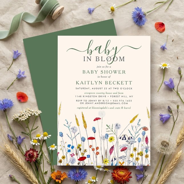 Convites Baby in Bloom Wildflower Meadow Baby Shower (Criador carregado)