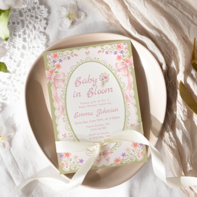 Convites Baby in Bloom Wildflower Pretty Baby Shower (Criador carregado)