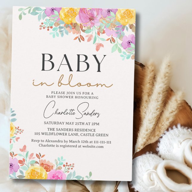 Convites Baby in Bloom Wildflowers Floral Baby Shower (Criador carregado)