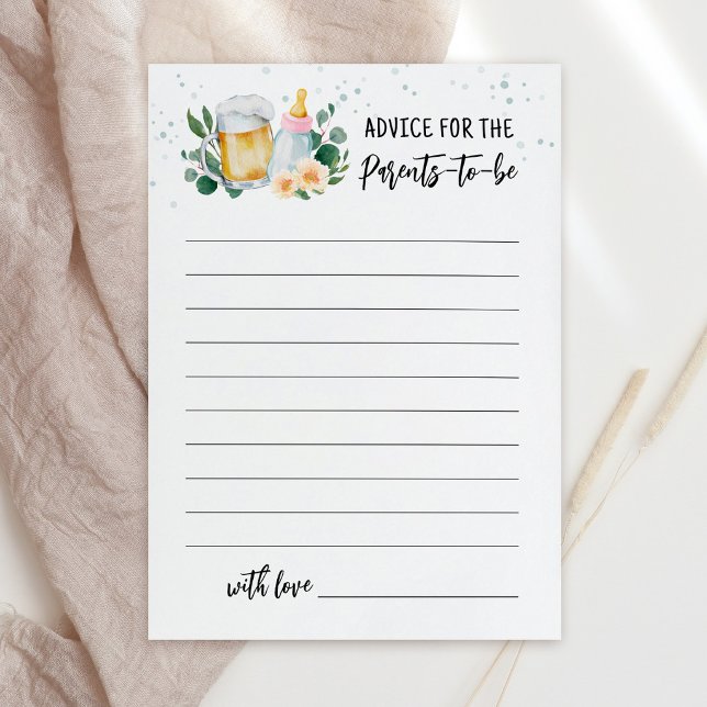 Convites Baby Is Brewing Advice for parents to be Card Pink (Beer and Floral Baby is Brewing Baby Shower Advice for the Parents-to-be Game Card)