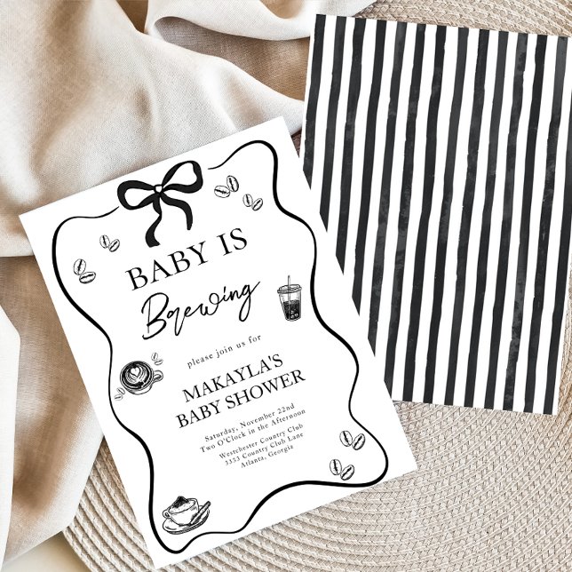 Convites Baby is Brewing bow Coffee Espresso Baby Shower (Criador carregado)