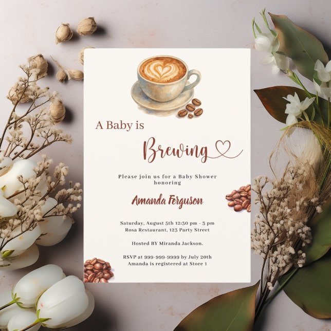 Convites Baby is Brewing coffee Baby Shower (Criador carregado)