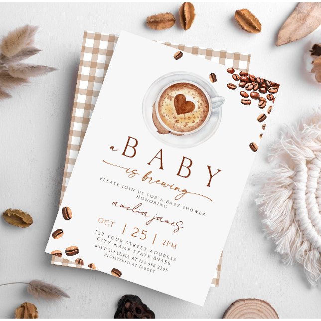 Convites Baby Is Brewing Coffee Bean Baby Shower (Criador carregado)