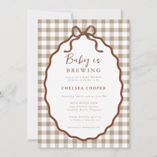 Convites Baby is Brewing Neutral Baby Shower  (Frente)