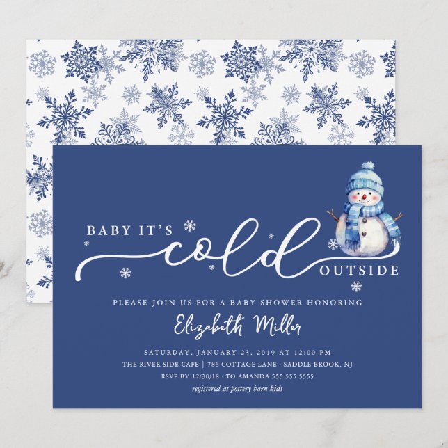 Convites Baby It’s Cold Outside Baby Shower (Frente/Verso)