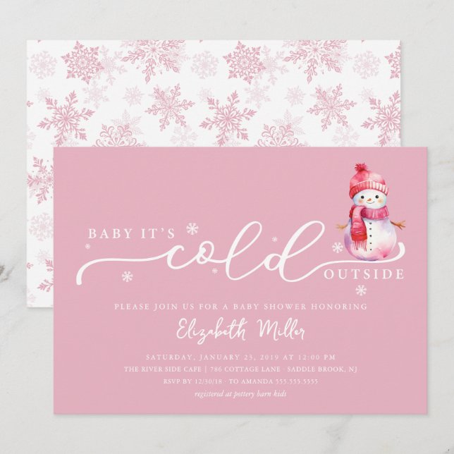 Convites Baby It’s Cold Outside Baby Shower (Frente/Verso)