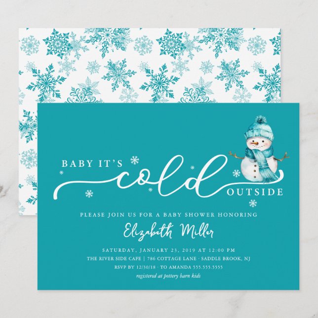Convites Baby It’s Cold Outside Baby Shower (Frente/Verso)