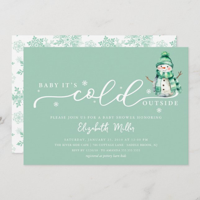 Convites Baby It’s Cold Outside Baby Shower (Frente/Verso)