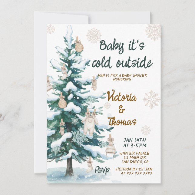 Convites Baby It's Cold Outside Baby Shower (Frente)