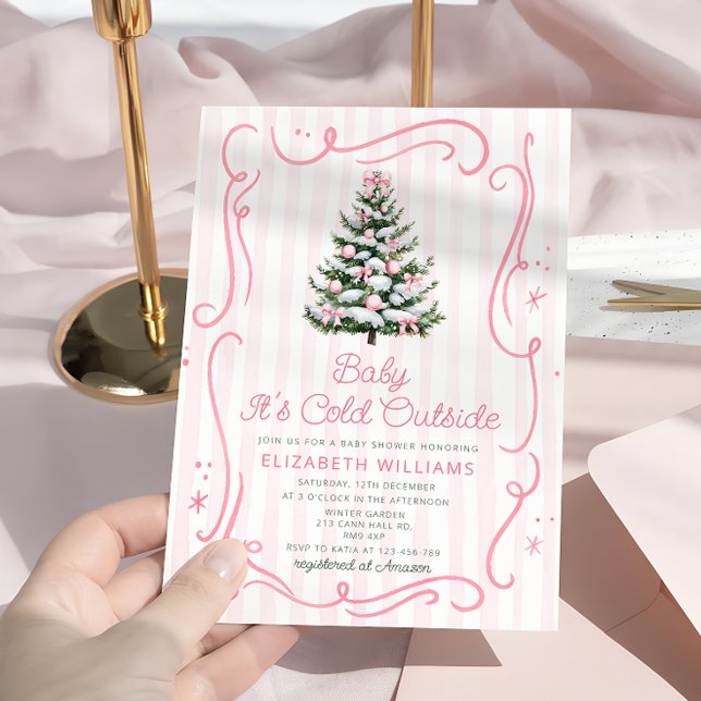 Convites Baby it's Cold Outside Christmas Girl Baby Shower (Criador carregado)