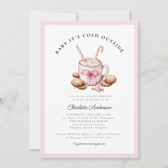 Convites Baby It's Cold Outside Coquette Baby Shower  (Frente)