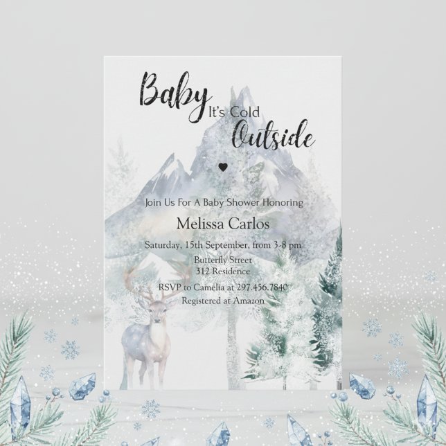 Convites Baby Its Cold Outside Evergreen Winter Baby Shower (Criador carregado)