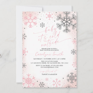 Convites Baby Its Cold Outside Pink Baby Shower Invitation