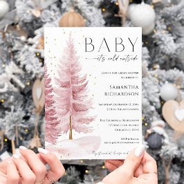 Convites Baby it's cold outside pink gold girl baby shower