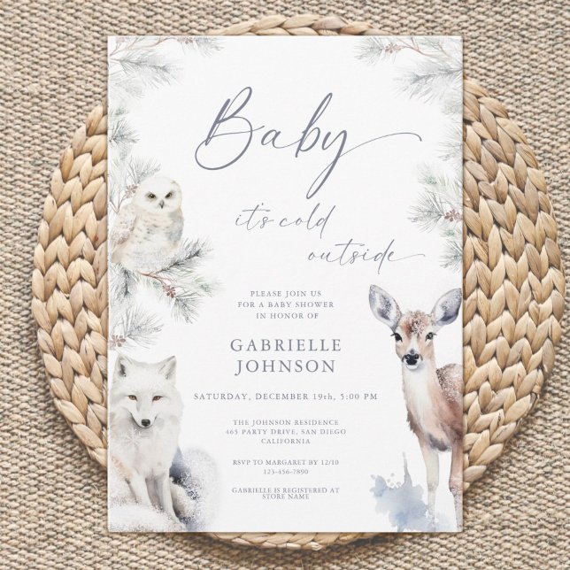 Convites Baby It's Cold Outside QR Code Baby Shower (Criador carregado)