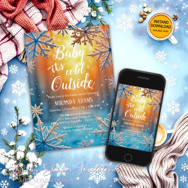 Convites Baby Its Cold Outside Snowy Winter Baby Shower (Criador carregado)