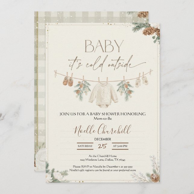 Convites Baby It's Cold Outside Winter Baby Shower  (Frente/Verso)