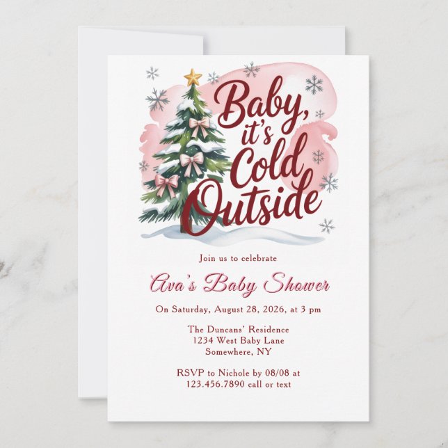 Convites Baby, It's Cold Outside Winter Baby Shower  (Frente)