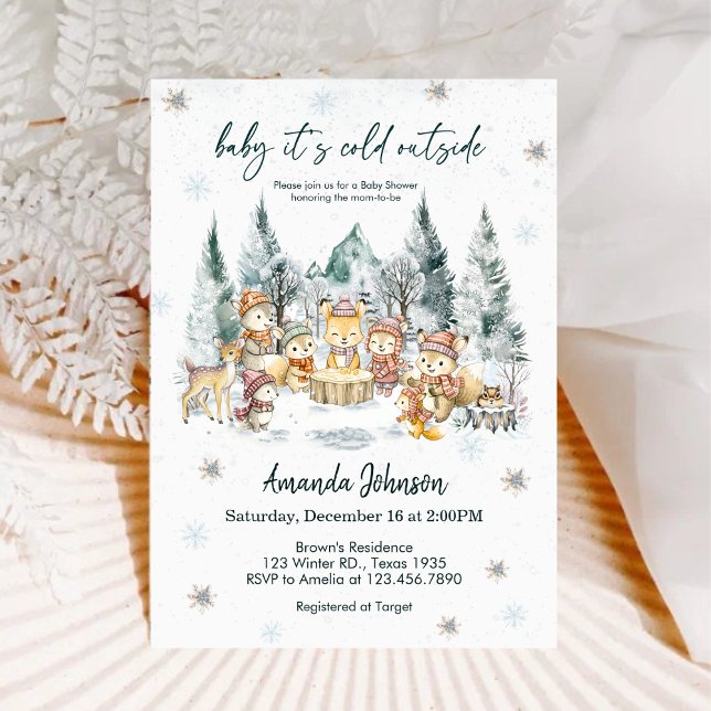 Convites Baby It's Cold Outside Winter Forest Baby Shower (Criador carregado)