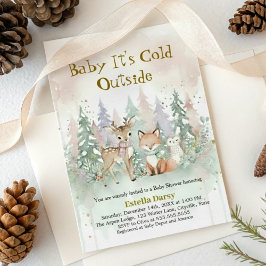 Convites Baby It's Cold Outside Winter Woodland Baby Shower