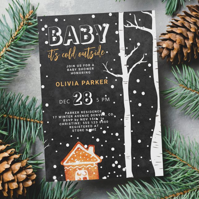 Convites Baby its cold outside winter woodland baby shower (Criador carregado)