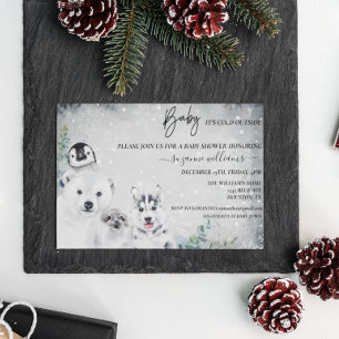 Convites Baby It's Fold Outside Artic Animal Chá Winter