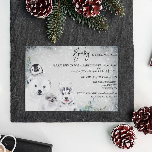 Convites Baby It's Fold Outside Artic Animal Chá Winter (Criador carregado)