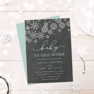 Convites Baby It's Fold Outside Chalkboard Chá Invite