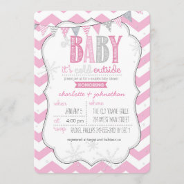 Convites Baby It's Fold Outside Pink Casal Invite