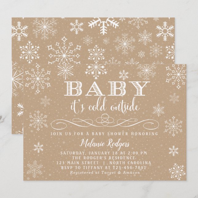 Convites Baby It's Fold Outside Snow Chá de fraldas Invite (Frente/Verso)