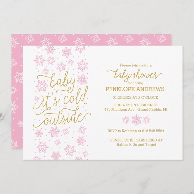 Convites Baby It's Fold Outside Winter Chá de fraldas Invit (Frente/Verso)