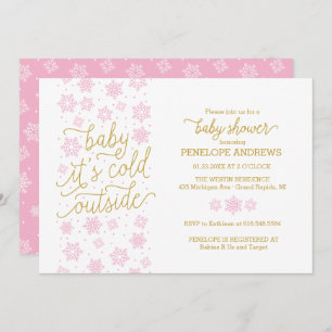 Convites Baby It's Fold Outside Winter Chá de fraldas Invit