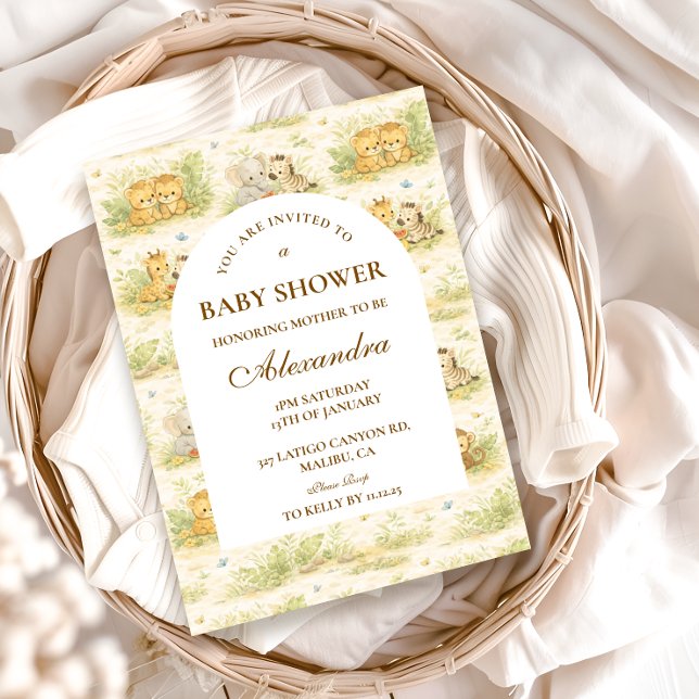 Convites Baby Jungle Animals Baby Shower (Criador carregado)