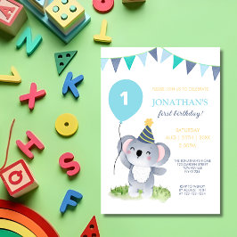 Convites Baby Koala - Bandeira do Partido Birthday